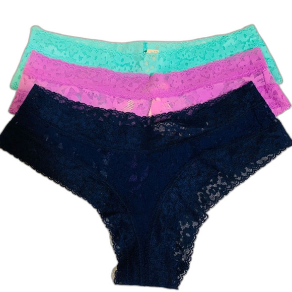 Victorias Secret Lace Cheeky Panties Lot of 3  large nwt - Picture 1 of 7